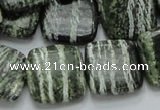 CSJ29 15.5 inches 20*20mm square green silver line jasper beads