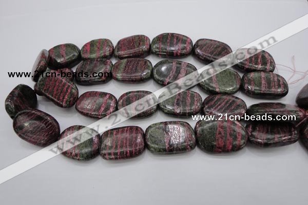 CSJ290 15.5 inches 22*30mm freeform dyed green silver line jasper beads