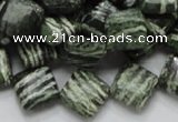 CSJ30 15.5 inches 12*12mm diamond green silver line jasper beads