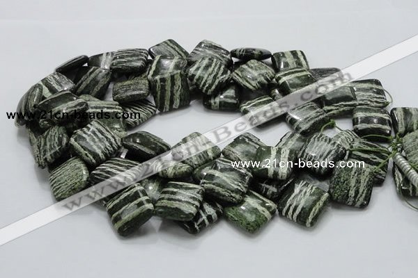 CSJ32 15.5 inches 20*20mm diamond green silver line jasper beads