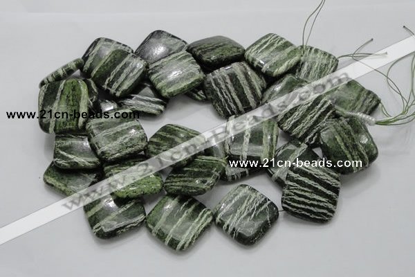 CSJ33 15.5 inches 30*30mm diamond green silver line jasper beads