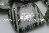 CSJ34 15.5 inches 40*40mm diamond green silver line jasper beads