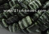 CSJ36 15.5 inches 10*14mm rectangle green silver line jasper beads