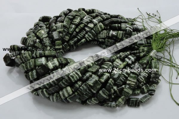 CSJ36 15.5 inches 10*14mm rectangle green silver line jasper beads