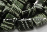 CSJ37 15.5 inches 13*18mm rectangle green silver line jasper beads