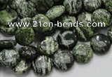 CSJ41 15.5 inches 10mm flat round green silver line jasper beads