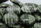 CSJ54 15.5 inches 18*25mm oval green silver line jasper beads