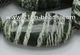 CSJ59 15.5 inches 25*50mm oval green silver line jasper beads