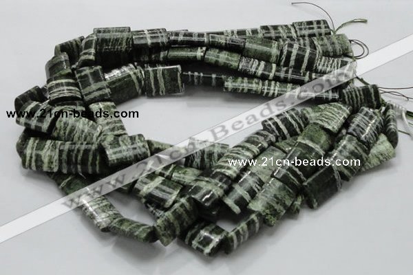 CSJ61 15.5 inches 16*20mm rectangle green silver line jasper beads