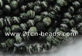 CSJ63 15.5 inches 6mm faceted round green silver line jasper beads