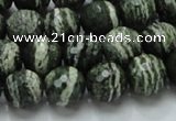 CSJ66 15.5 inches 12mm faceted round green silver line jasper beads