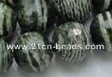 CSJ69 15.5 inches 20mm faceted round green silver line jasper beads