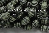 CSJ70 15.5 inches 7*11mm faceted rice green silver line jasper beads