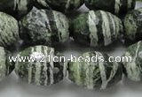 CSJ74 15.5 inches 15*20mm faceted rice green silver line jasper beads