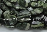 CSJ78 15.5 inches 12*16mm faceted oval green silver line jasper beads