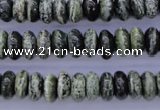 CSJ88 15.5 inches 5*10mm rondelle green silver line jasper beads