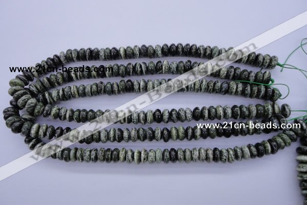 CSJ88 15.5 inches 5*10mm rondelle green silver line jasper beads