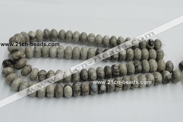 CSL03 15.5 inches 9*16mm rondelle silver leaf jasper beads wholesale