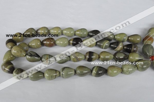 CSL105 15.5 inches 15*20mm teardrop silver leaf jasper beads wholesale
