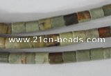 CSL111 15.5 inches 6*6mm column silver leaf jasper beads wholesale