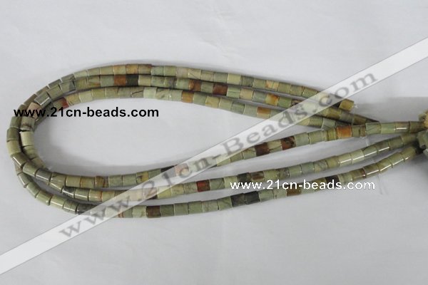 CSL111 15.5 inches 6*6mm column silver leaf jasper beads wholesale