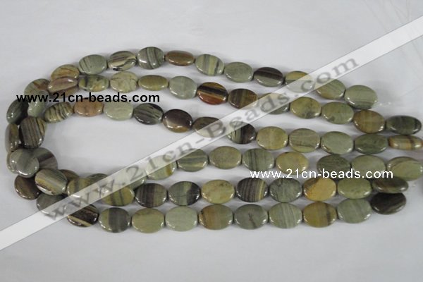 CSL117 15.5 inches 12*16mm oval silver leaf jasper beads wholesale