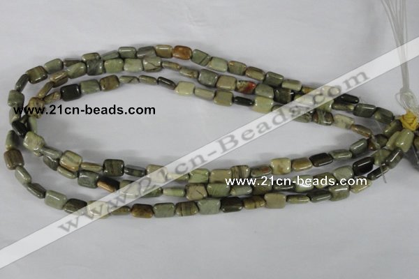 CSL119 15.5 inches 8*10mm rectangle silver leaf jasper beads wholesale