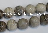 CSL12 15.5 inches 12mm round silver leaf jasper beads wholesale