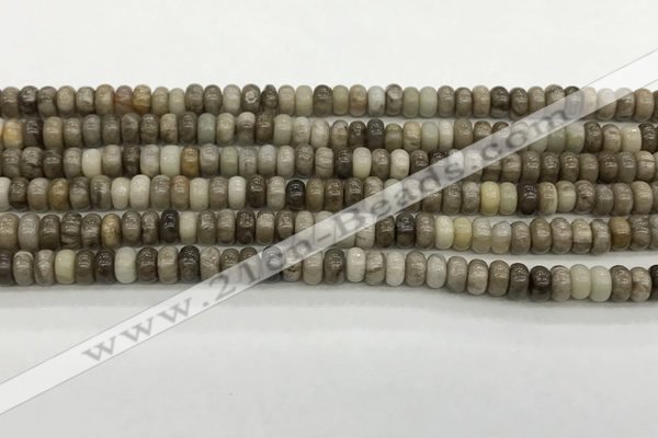 CSL125 15.5 inches 2.5*4.8mm rondelle sliver leaf jasper beads