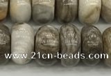 CSL128 15.5 inches 6*10mm rondelle sliver leaf jasper beads
