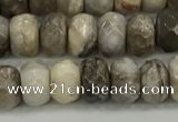 CSL131 15.5 inches 4*6mm faceted rondelle sliver leaf jasper beads