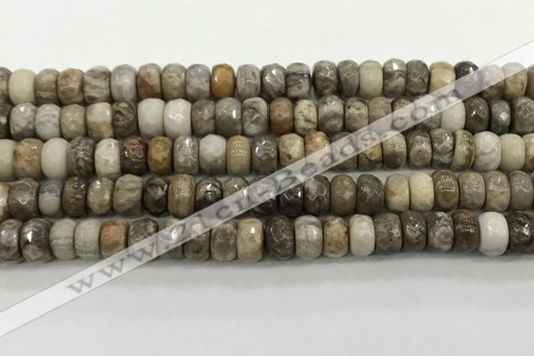 CSL132 15.5 inches 5*8mm faceted rondelle sliver leaf jasper beads