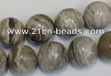 CSL14 15.5 inches 14mm round silver leaf jasper beads wholesale