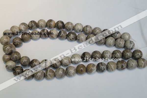 CSL14 15.5 inches 14mm round silver leaf jasper beads wholesale