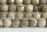 CSL156 15.5 inches 4mm faceted 

round sliver leaf jasper beads