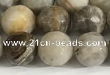 CSL159 15.5 inches 10mm faceted 

round sliver leaf jasper beads