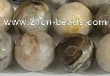 CSL160 15.5 inches 12mm faceted 

round sliver leaf jasper beads