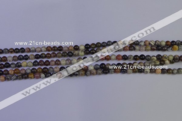 CSL210 15.5 inches 4mm round black silver leaf jasper beads