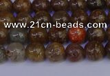 CSL221 15.5 inches 6mm round gold leaf jasper beads wholesale