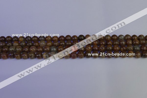 CSL221 15.5 inches 6mm round gold leaf jasper beads wholesale