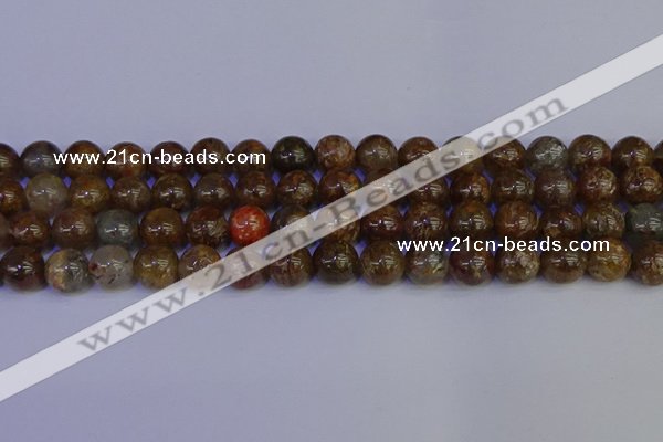 CSL224 15.5 inches 12mm round gold leaf jasper beads wholesale