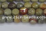 CSL231 15.5 inches 6mm faceted round silver leaf jasper beads