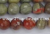 CSL233 15.5 inches 10mm faceted round silver leaf jasper beads