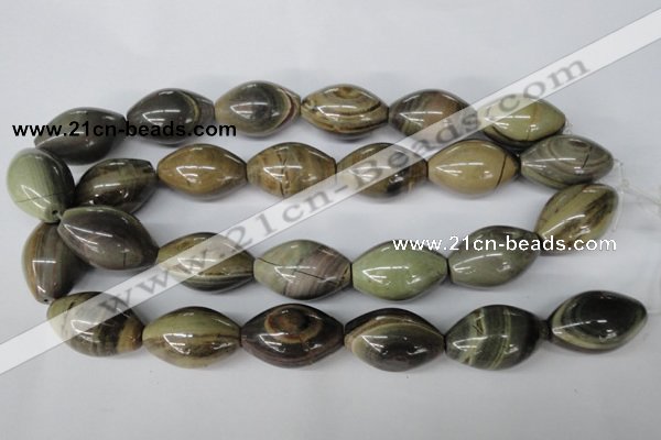 CSL25 15.5 inches 20*30mm rice silver leaf jasper beads wholesale