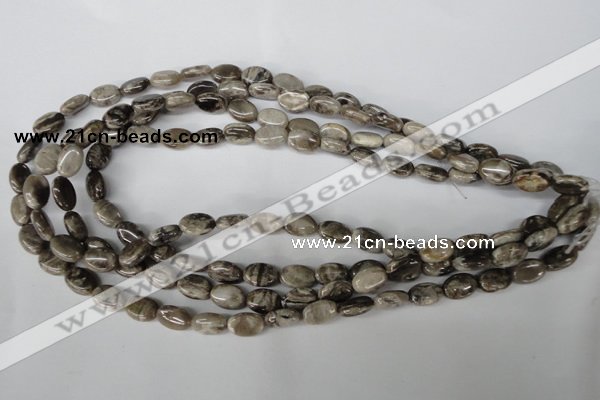 CSL40 15.5 inches 8*12mm oval silver leaf jasper beads wholesale