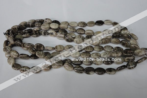 CSL41 15.5 inches 10*14mm oval silver leaf jasper beads wholesale