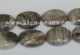 CSL43 15.5 inches 13*18mm oval silver leaf jasper beads wholesale