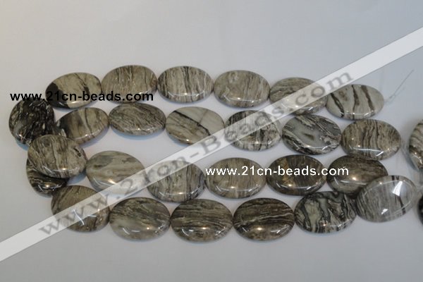 CSL46 15.5 inches 20*30mm oval silver leaf jasper beads wholesale