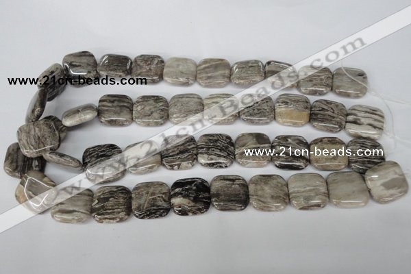 CSL55 15.5 inches 20*20mm square silver leaf jasper beads wholesale