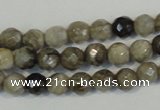 CSL90 15.5 inches 4mm faceted round silver leaf jasper beads wholesale